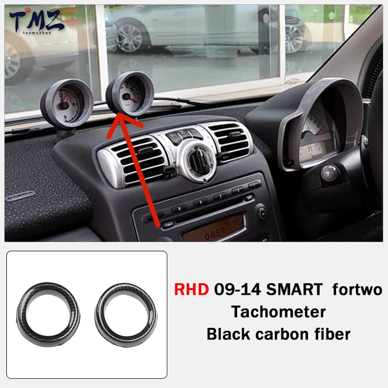 Right Hand Drive Vehicle Accessories with Carbon Fiber Pattern Black Navigation Panel Decorative for Benz SMARTfor Two Sticker