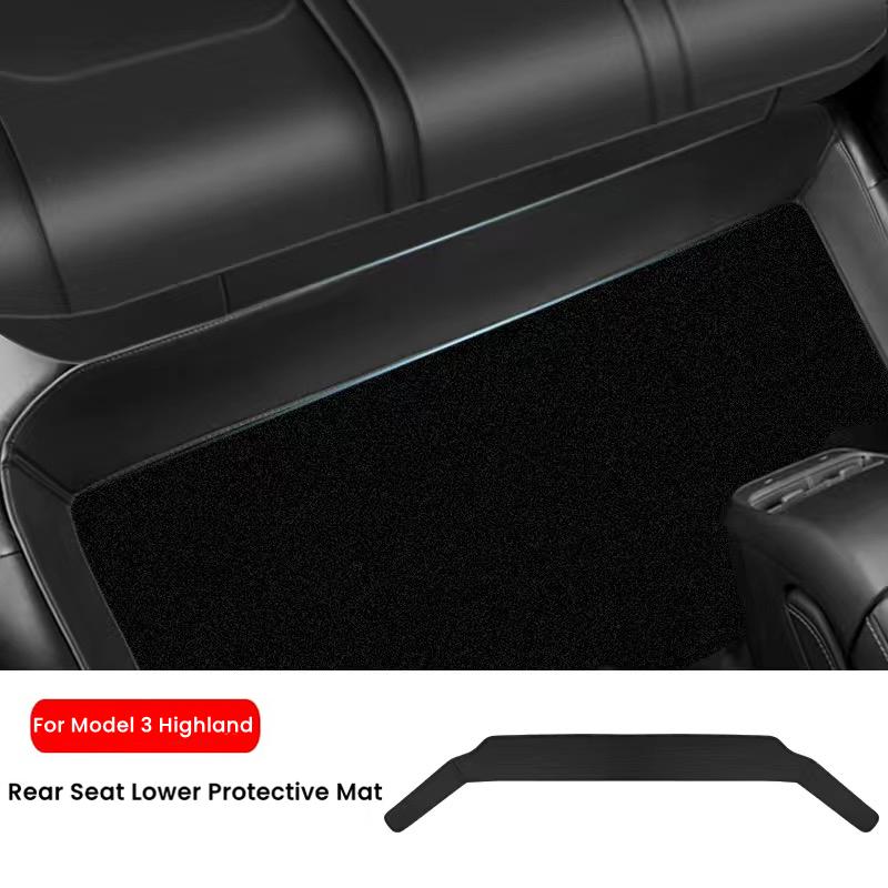 For Tesla Model Y Model 3 Highland Rear Seat Lower Protective Mat Leather Full Surround Seat Anti-Dirty Kick Pad Car Accessories