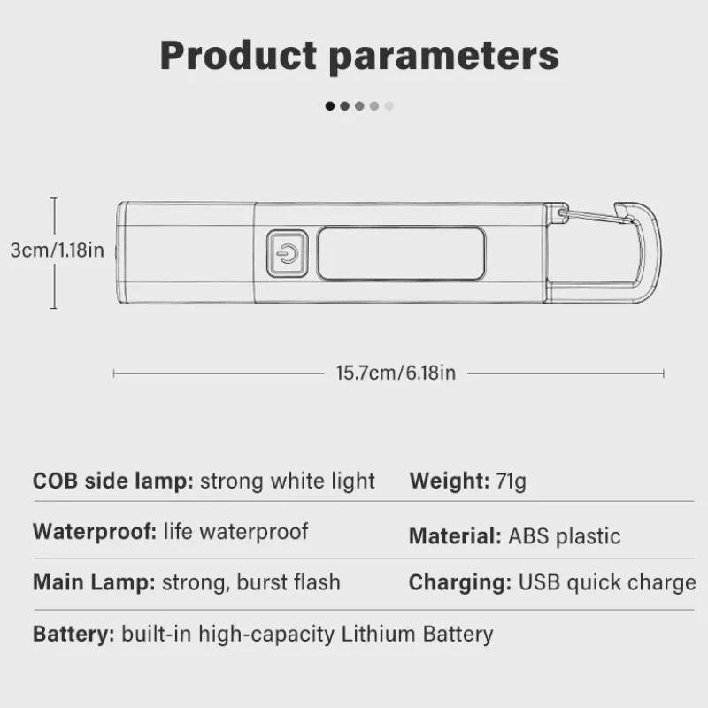 Super Bright COB Side Lights LED XPE Mini Portable Torch Zoomable Waterproof Outdoor Fishing Hunting Camping Flashlight