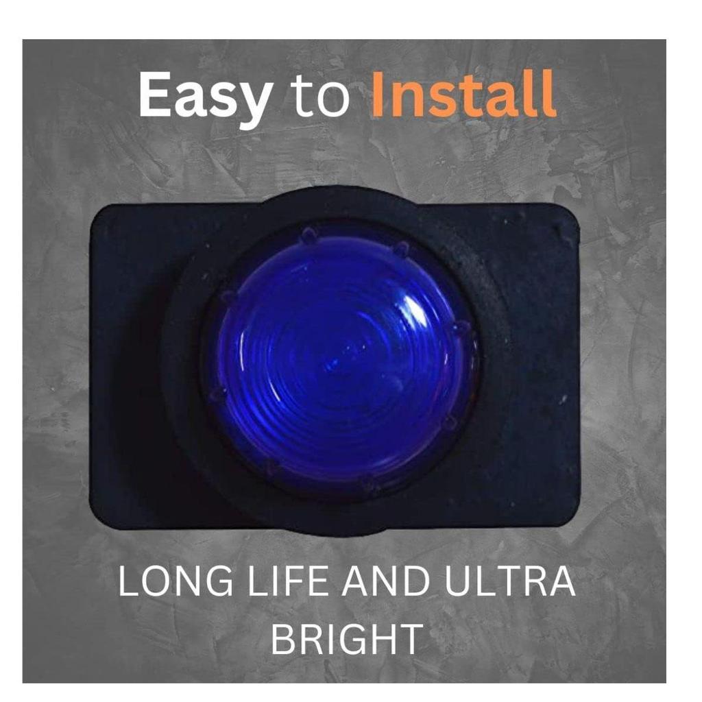 Pair of Position Marker Lamps with Bulbs – Stalk Side Marker Light – Blue 24V– Compatible with Truck, Trailer & Buses