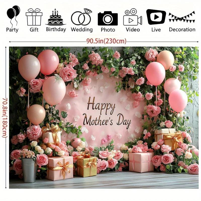 1 piece, 2D flat design, Mother's Day floral photography backdrop, suitable for wedding decorations and various occasions, wsj