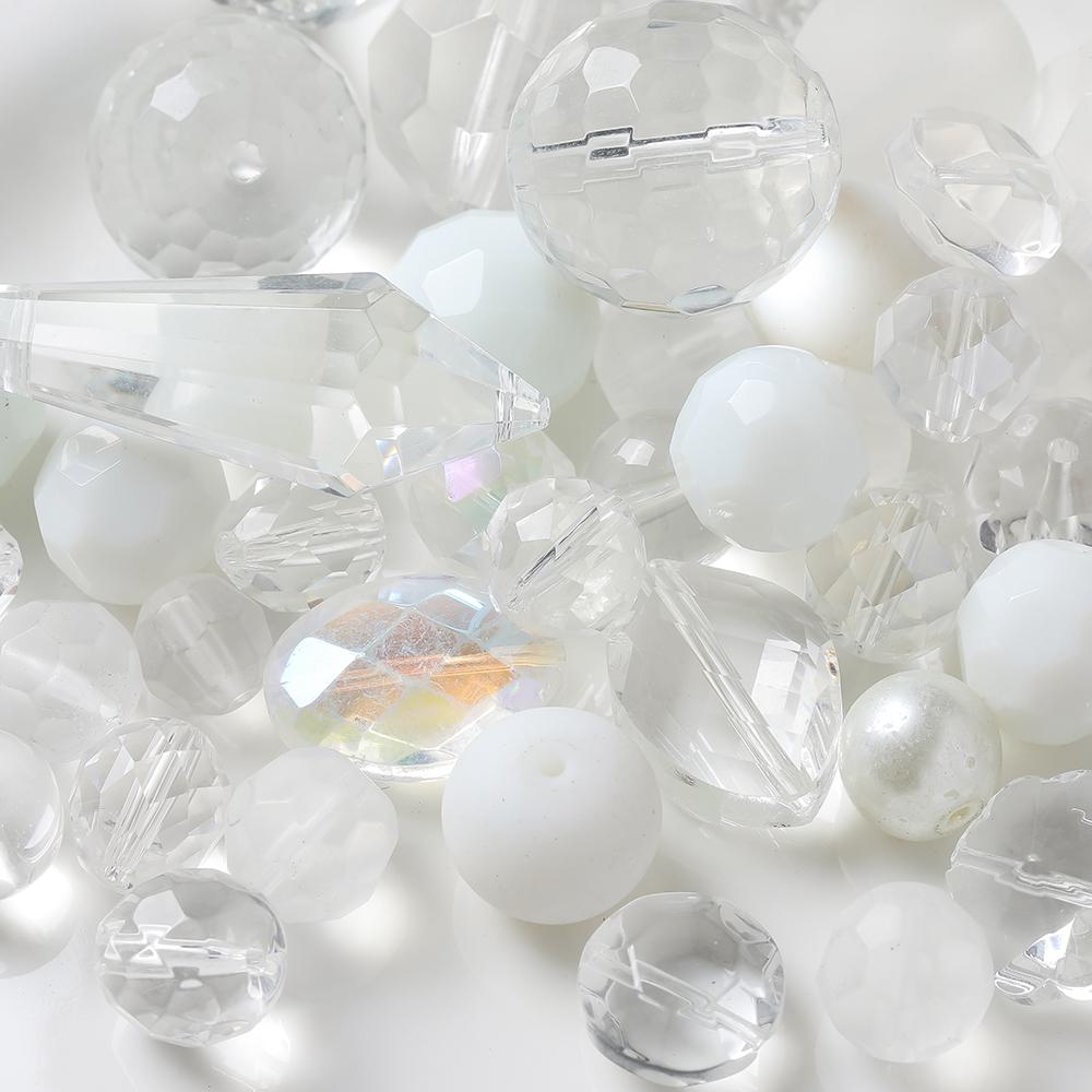 45g Glass Mixed Style Faceted Beads Colored Spacer Loose Beads for DIY Crafts Necklace Bracelet Charms Jewelry Making Findings