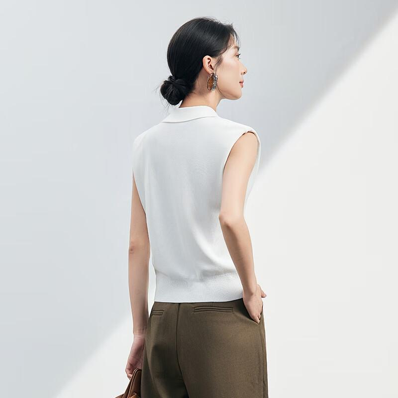 JOY SPEAKER Women's Zip-Up Lapel Collar Sleeveless Knit Vest