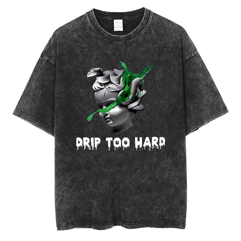Washed Vintage Rapper Lil Baby Drip Harder Graphic Tshirt Men Fashion Hip Hop T Shirt Mens Casual Retro Oversized Streetwear