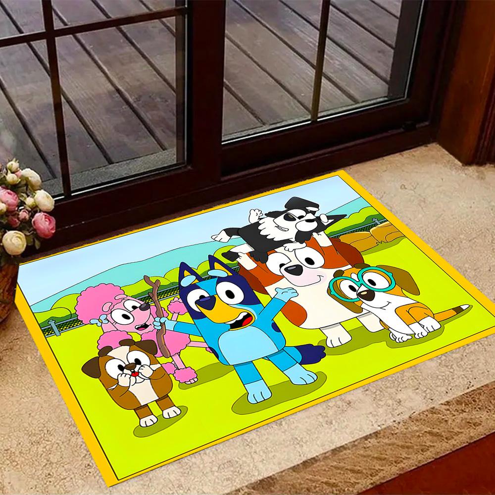 Tappeti Antiscivolo a Tema Amici Colorati di Bluey - Arredamento per la Casa in Poliestere, Adatti per Camere da Letto, Soggiorni, Ingressi, Studi e Decorazioni
