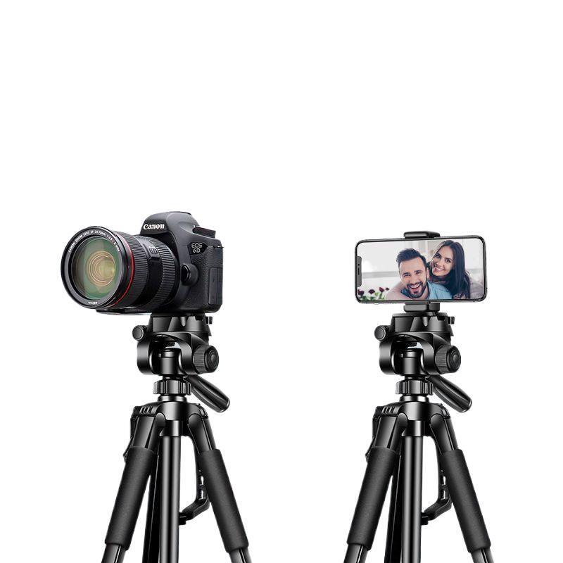Phone & Camera Tripod Stand with Fill Light and Stabilizer for Live Streaming & Outdoor Videos