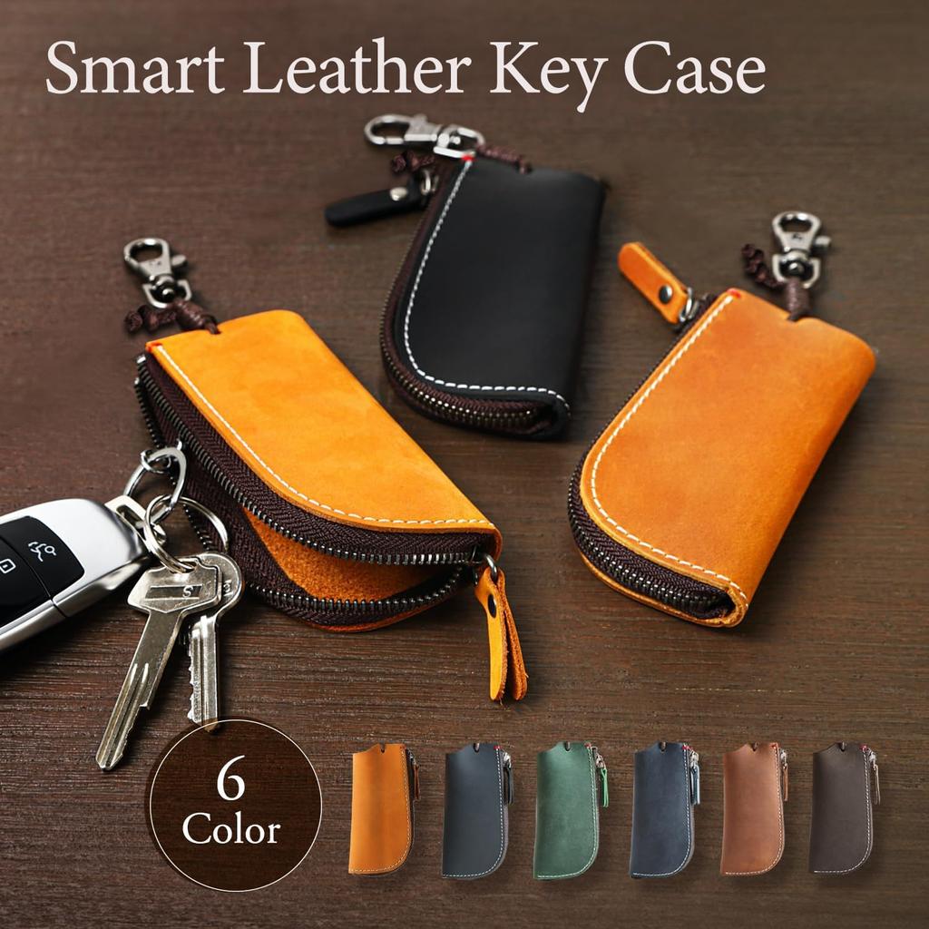 YuHaru Key Case for Men and Genuine Leather Smart Key Car Key Case with Carabiner Women, Case,