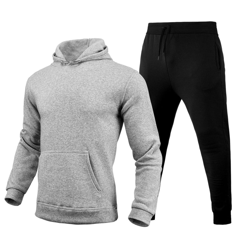 2024 Unisex Fleece Sweatshirt Set: Spring/Autumn Solid Color Pullover & Hoodie