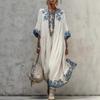 Summer European Style Women Clothing Loose Fit Fashion Elegant Round Neck Print Maxi Dress