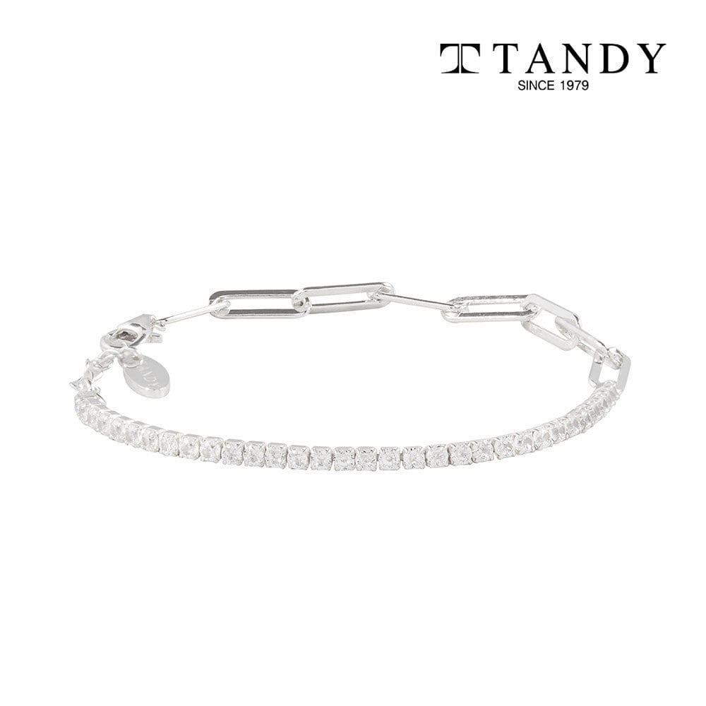 [Tandy] Tandy Silver 925 Women's Clip Chain Tennis Bracelet Tdb502