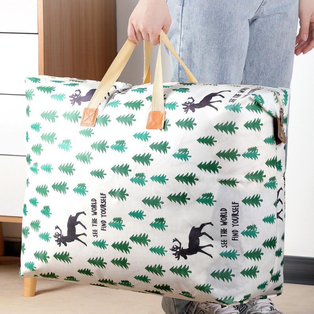 Large Capacity Zipper Storage Bag with Carry Handles, Waterproof Organizer for Quilts, Clothes and Moving