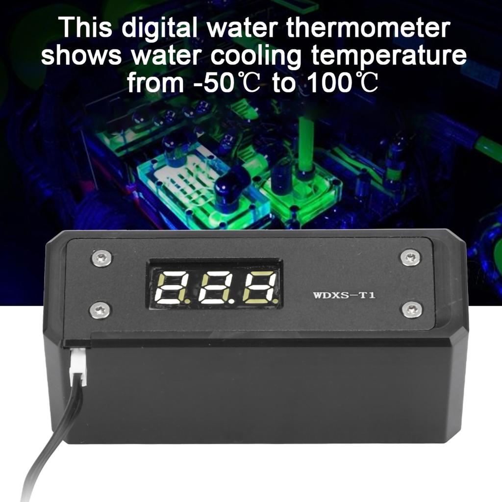 Water Cooling Digital Thermometer G14 Black Panel Red Blue Green White Display(Black Panel White