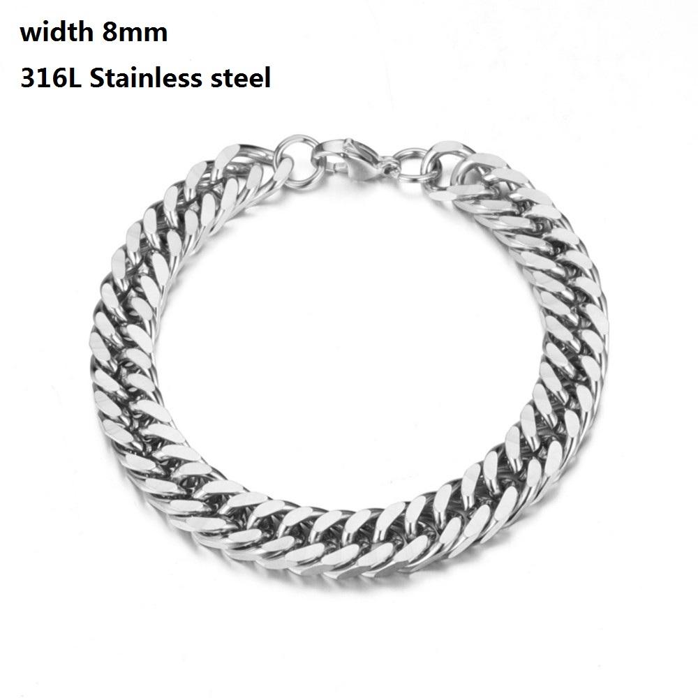 Kubánský řetízkový náramek z nerezové oceli 316L pro muže Ženy Figaro Vintage Metal Viking Kpop Pulseras Emo Roztomilý luxusní dárek na šperky