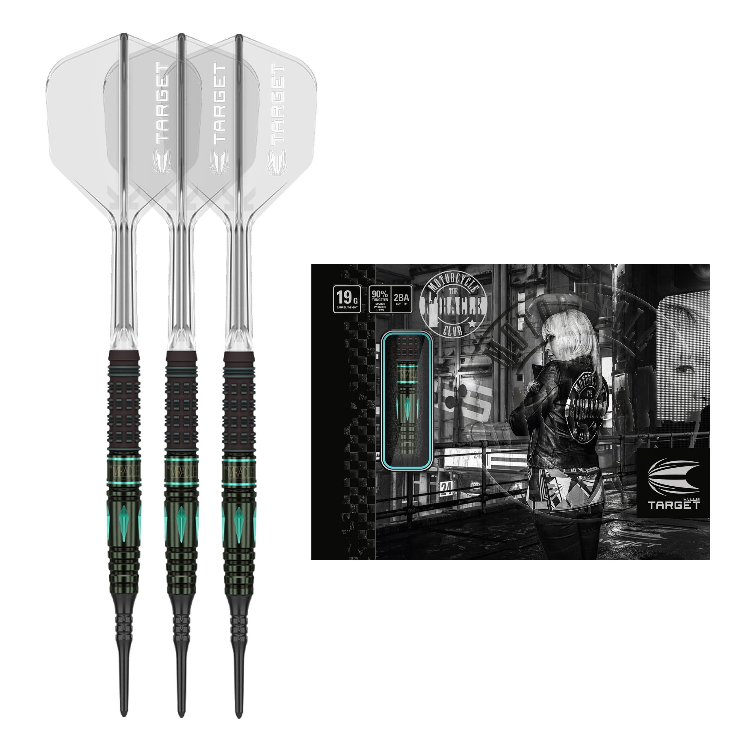 Target THE MIRACLE GEN5 LITE 2BA Soft Tip Darts Set 19g 90% Tungsten Barrel