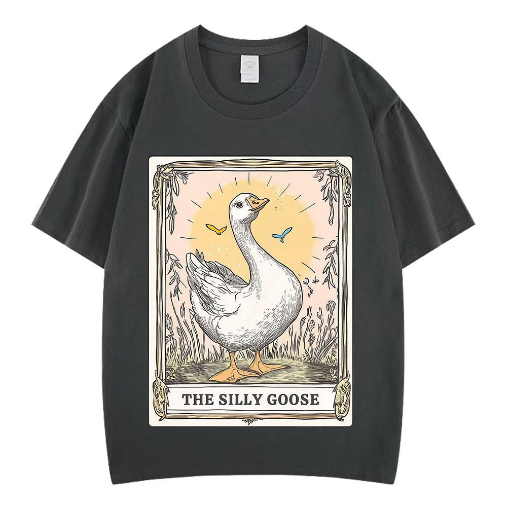 Silly Goose Tarot Card Funny Meme Graphic Tees Unisex Unisex Fashion Tshirts Summer Cotton Loose Harajuku Aesthetic Trendy Tshirts