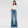 Retro Mid-Waist Jeans für Damen mit Frühling und ohne Beine Schlaghosen für Damen mit Slim und Locker