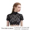Eleganter Floral Damen Rollkragen Spitzen Pullover Futter Kurzarm Abnehmbarer Kragen Dickey Crop Top