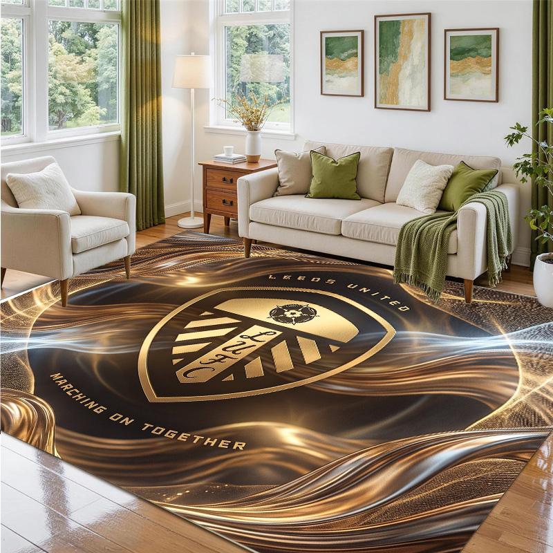 Leeds United Football Design Crystal Velvet Rug Soft Decorative Mat for Bedroom Entrance