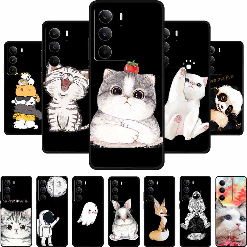 For Realme Narzo 80 Lite 5G Case Narzo80 Lite Coque Cartoon Cat TPU Black Silicone Soft Phone Case For Realme Narzo 80Lite Funda