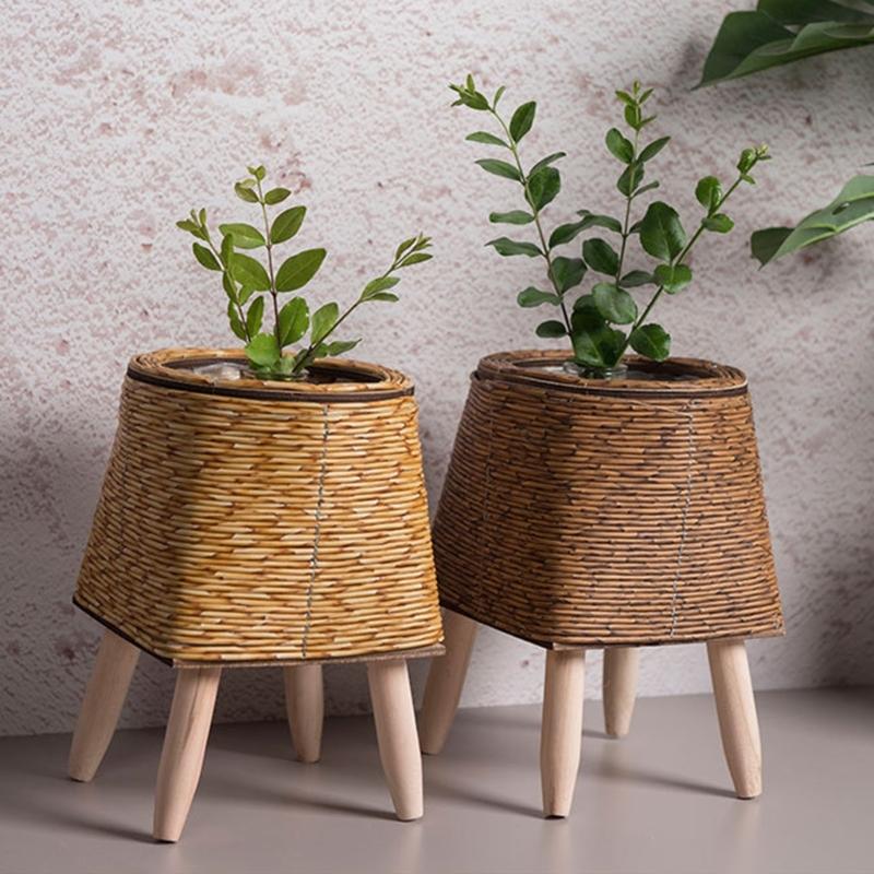 Rattan Weaving Flowers Plant Basket Grass Planter Indoor Outdoor Garden Pots Container for Bonsais Decorations