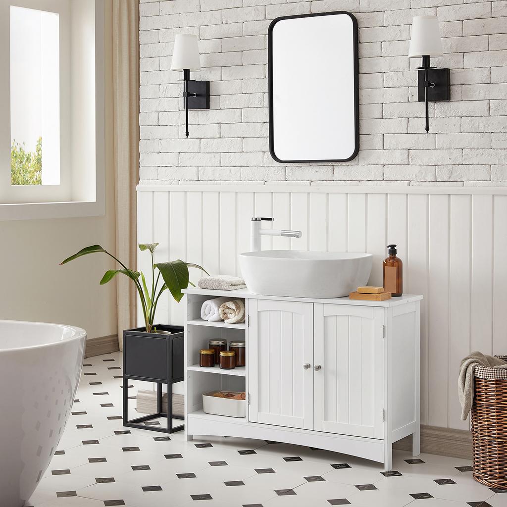 VASAGLE Under Sink Cabinet, Bathroom Sink Cabinet, 90 x 30 x 60 cm, Storage Cupboard with 2 Doors, Open Storage Compartments