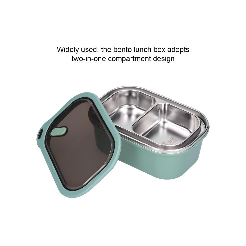 2 Compartment Leakproof Food Container 1.2L Double Layer Lunch Container For Office зелёный