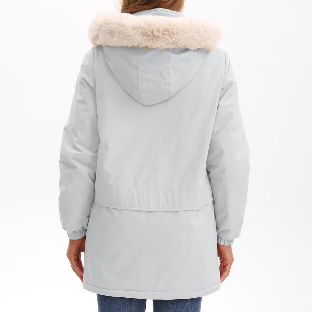 Dámská ležérní, stylová, odnímatelná kapuce, větruodolná, teplá turistická bunda, větruodolný kabát, bavlněný kabát