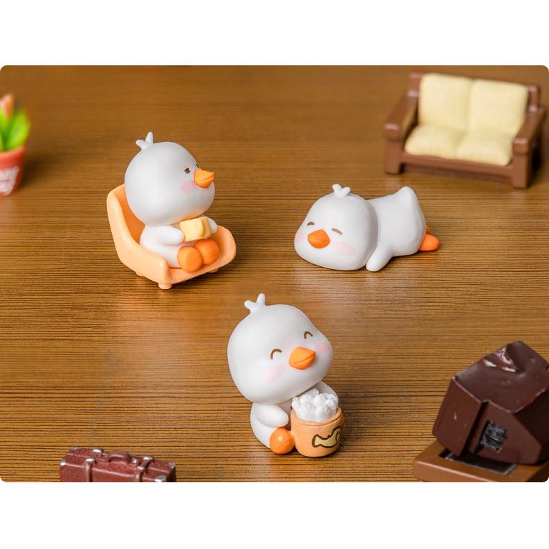 6Pcs Cartoon White Duck Animal Miniatures Resin Ornaments Fairy Garden Decoration Micro Landscape