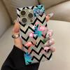 Clear Square Back Tube Case Protection For iPhone 15 Plus 14 Pro Max 12 11 13 16 ProMax Anti-Oxygen,Wavy Striped Flamingo Pattern Casing