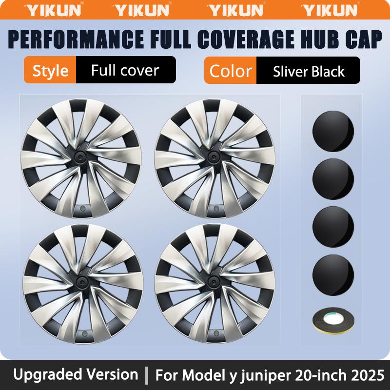 4PCS Hubcaps 20 Inch for Tesla Model Y Juniper 2025 Performance Wheel Cover for Helix 2.0 Wheels Hub Cap Full Rim Accessories