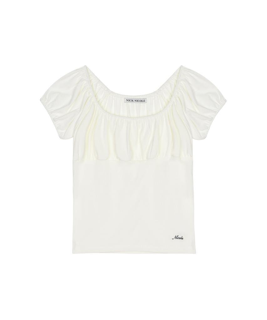 Nigaennikol Off Shoulder Ruffle Top_Ivory