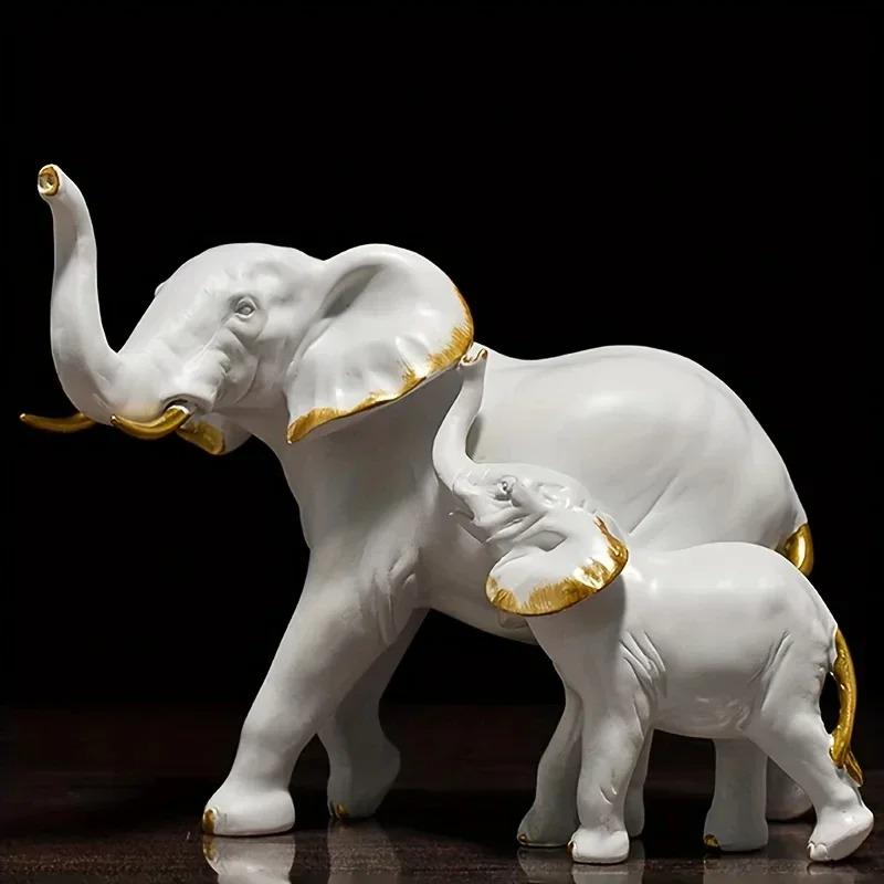 1pairs Creative Modern Elephant Statue Decoration Resin Animal Statue Sculpture Living Room Dining Table Decoration Craft