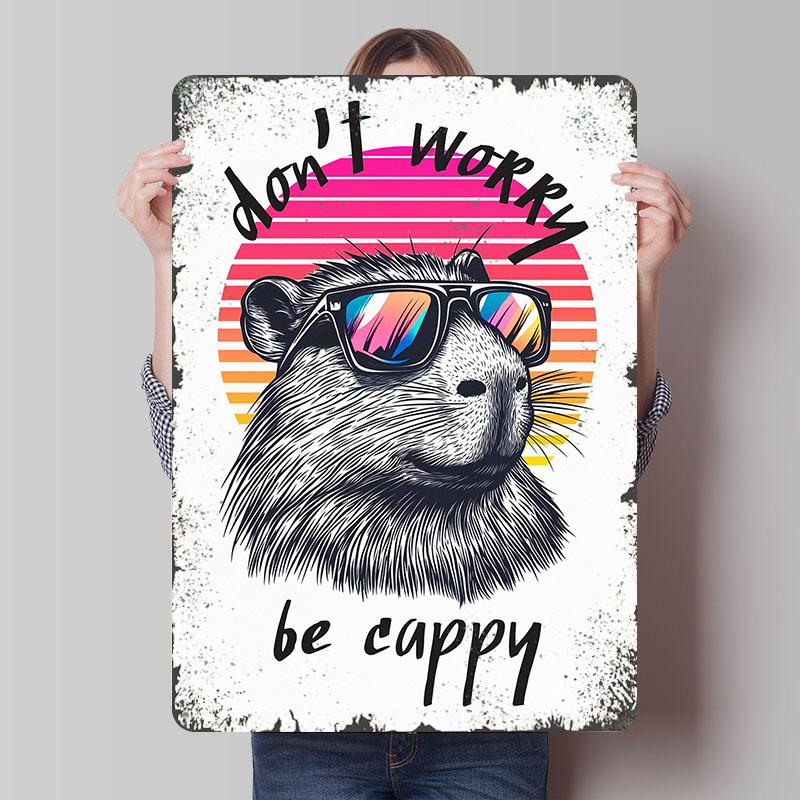 

Capybara Sunglasses Retro Tin Plaque Poster Customized Wall Art Retro Vintage Metal Signs for Man Cave Gaming Room Decoration 7.9x11.8In(20x30cm)