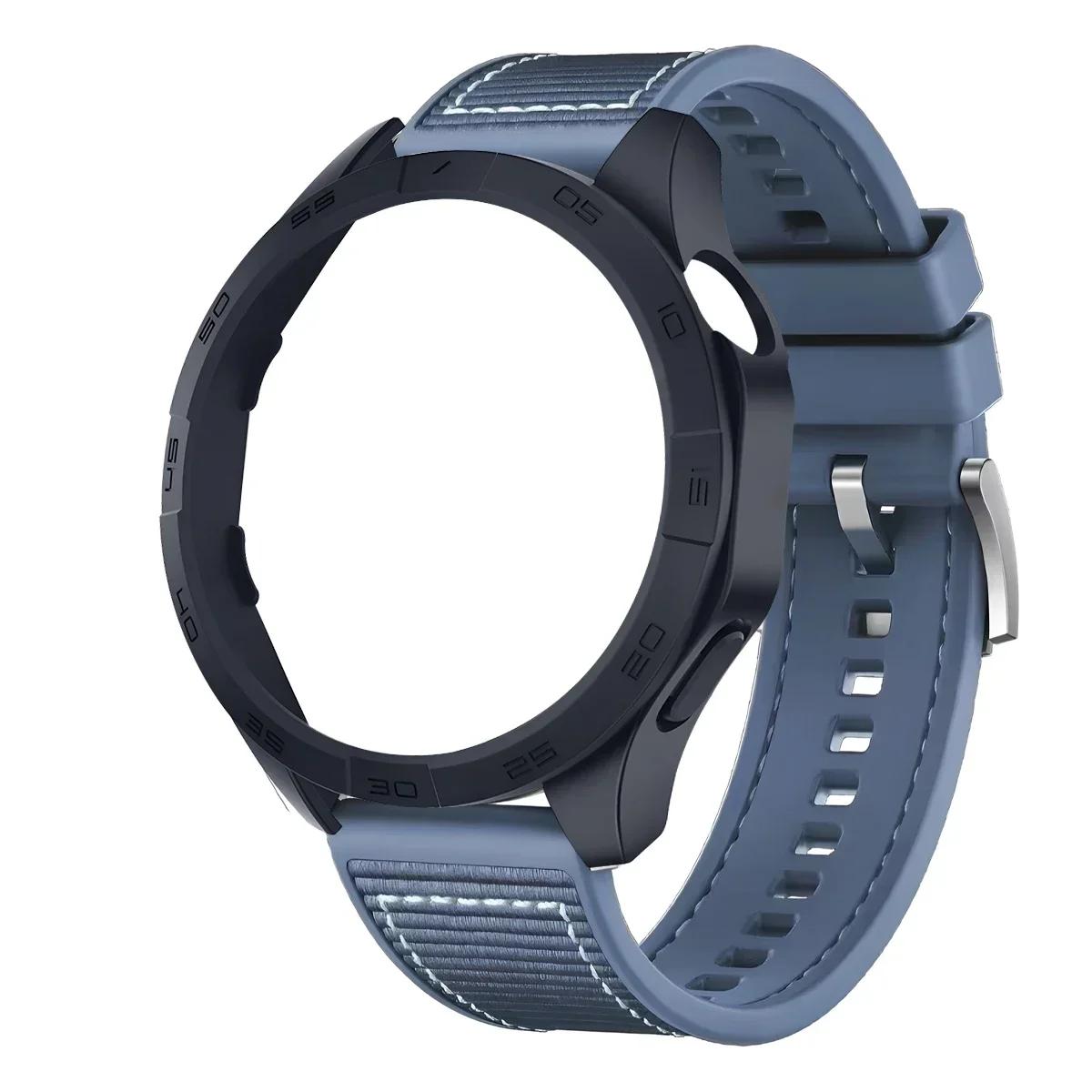 

Чехол+Силикон+Плетеный ремешок для HUAWEI WATCH GT4 46 мм Защитный чехол для часов Жесткий ПК-бампер для Huawei Watch GT4 46 мм Беговой ремешок For Huawei GT4 46mm