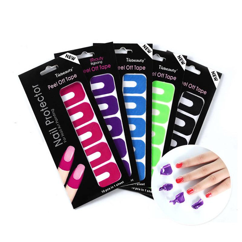 10 Stück/Bogen Nagellack-Lackschutz Aufkleber Halter Werkzeug Kreative U-Form Auslaufsicher Langlebig Maniküre Werkzeug Fingerabdeckung