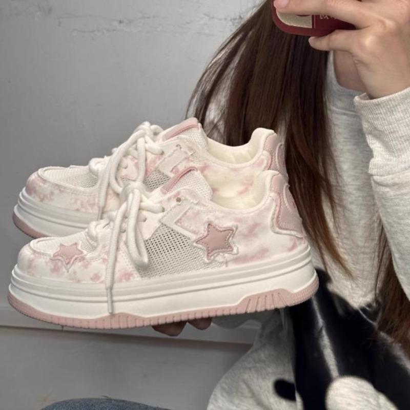 

Fashion Size40 Fashion Sweet Mesh White Shoes Summer Casual Thick Bottom Flat Sneakers Breathable Women s Leisure Shoes Zapatos De Mujer 35 розовый