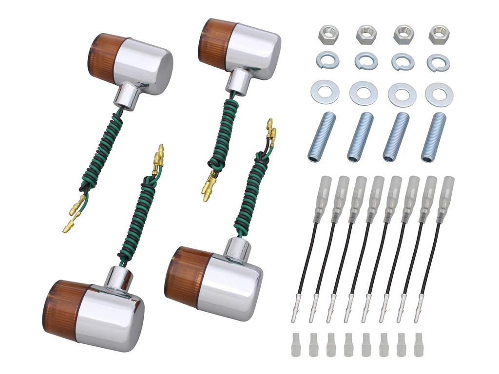 POSH FAITH Motorcycle Turn Classic 71 Set of Chrome Body with Orange Part Number 195091 Signals, Type, Semi-Universal 4, M10, Lens,