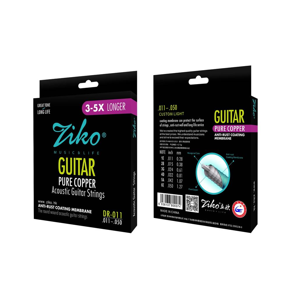 ZIKO Acoustic Guitar Strings High Quality Carbon Steel Hexagonal Alloy Beginners Professional Practice Folk Guitar Strings