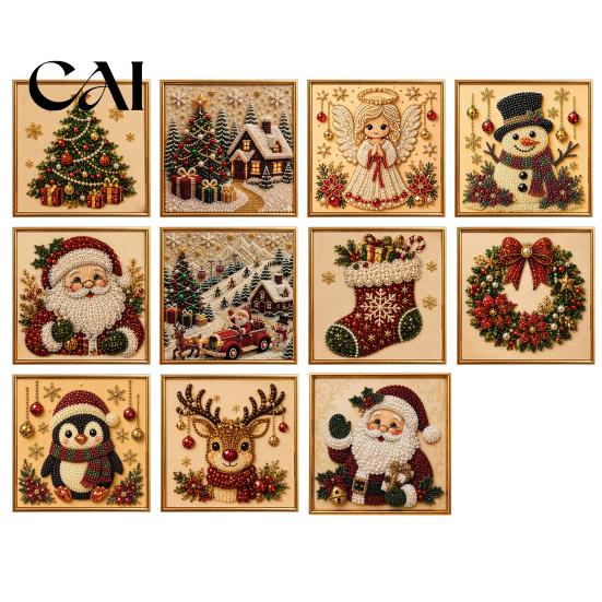Holiday DIY Projects for Family Christmas Faux Pearl Painting Art Kit with Frame, Santa Decorative Wall Making Beads Craft Adults Beginner,