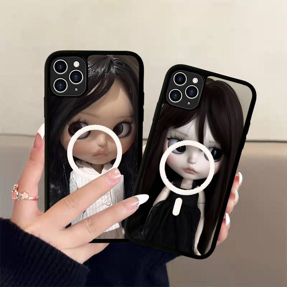Dark Cute Girl Doll Art Magnetic Wireless Phone Case For IPhone 17 16 15 14 13 12 11 Pro Max Plus Mag Phone Cover