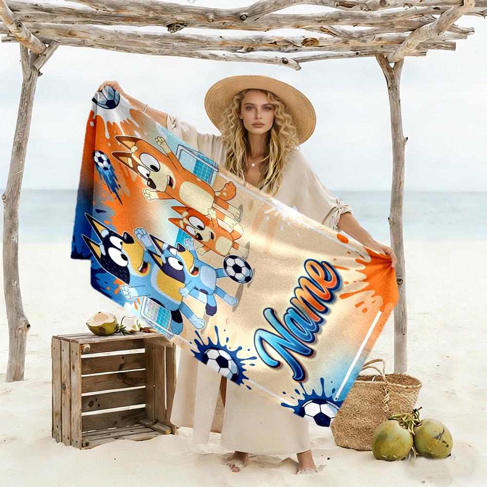 Soccer Fun Customize Your Name Beach Towel Super Soft & Absorbent Portable for SwimmingBeachCamping Travel Beach AccessoriesGym