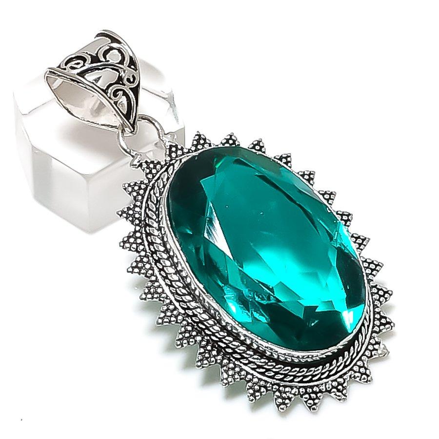 

Indicolite Tourmaline Gemstone Handmade 925 Sterling Silver Pendant 2.17 H4v90