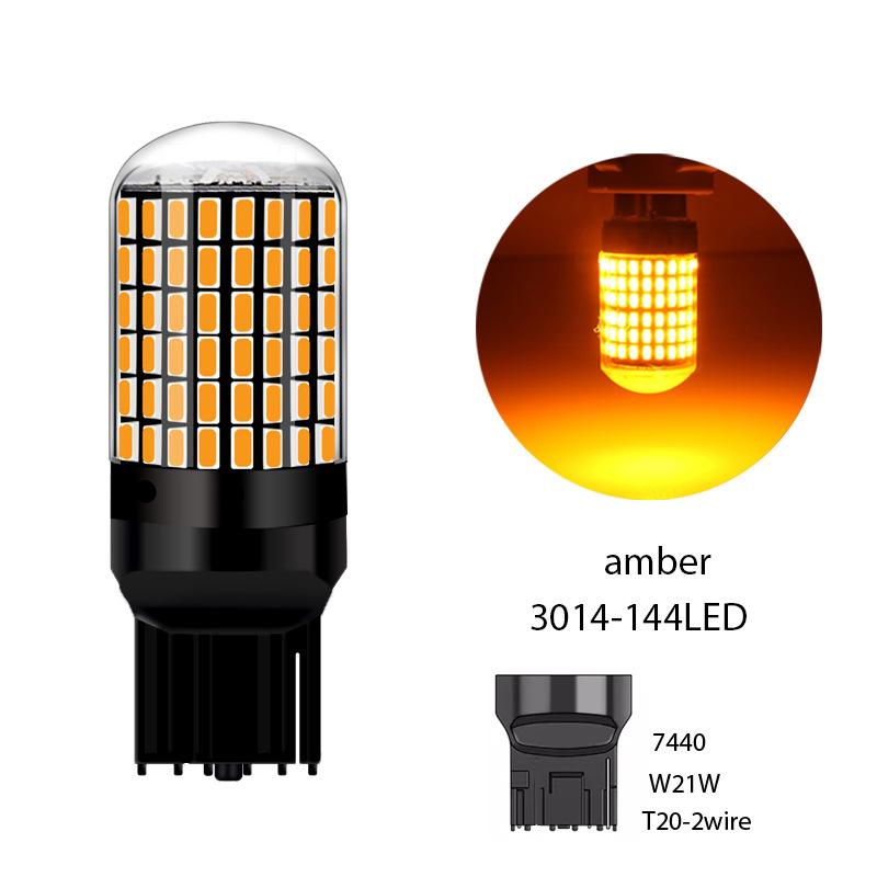 High Power LED Signal Bulb 1156 1157 7440 7443 Auto Brake Light 144SMD 3014 Decoder No Flash Error Car Tail Lamp Universal White