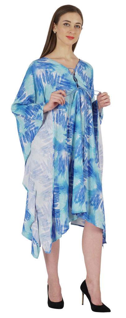 Moomaya Printed Short Turkish Kaftan For Women's Sexy Kaftan Evening Gown Beachwear