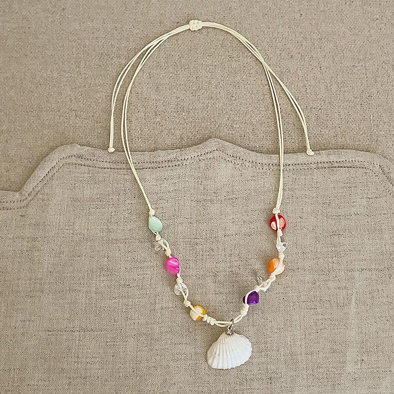 Wax rope starfish shell pearl necklace seaside vacation wind collarbone chain summer fresh and sweet high-end necklace women