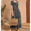 QICED Fashion Summer Spring  Short Sleeve O-Neck Casual Dresses