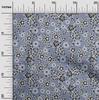 oneOone Cotton Poplin Dusty Blue Fabric Asian Block Floral Dress Material Fabric Print Fabric By The Yard 42 Inch