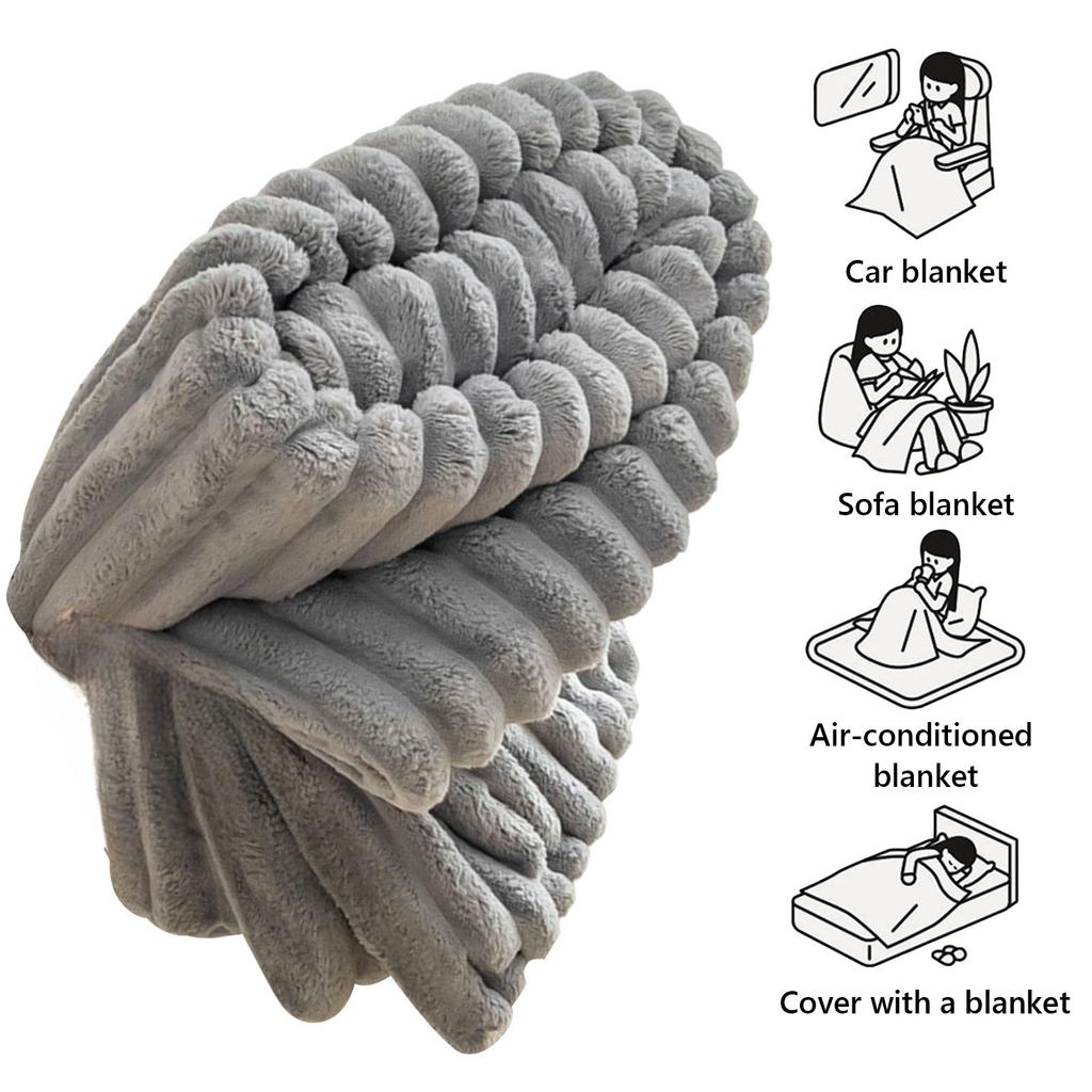 Reversible Faux Rabbit Fur Throw Blanket for Couch 60x40 Inches Fluffy Faux Fur Throw Blanket for Bed Sofa Chair Home Decor