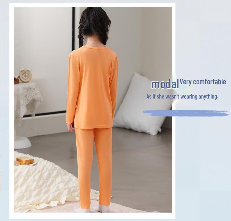 Girls' Modal Long Johns Set - Spring, Autumn & Winter 2025 Collection for Girls