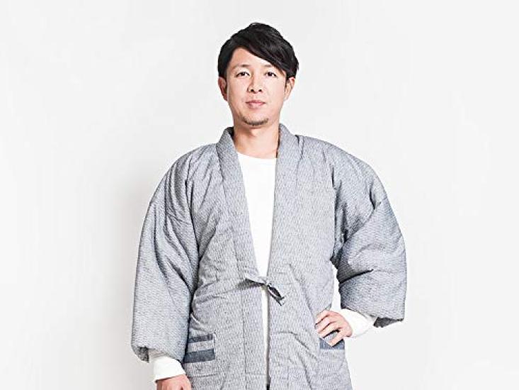 Tayutaf Hanten Plus Made in Flying Gray and Men's (Hanten), Size, Japan, Winter, Kurume, Stylish, Cotton-Filled Hanten, Gentleman's, Stylish,